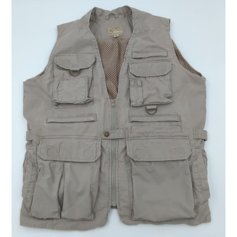 Cabela's Safari Khaki Utility Vest Fishing Hunting Photography Men's Size Medium